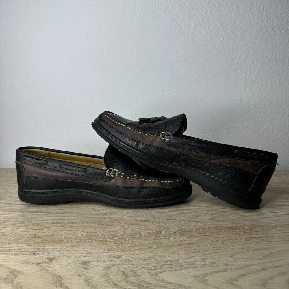 Sandro Moscoloni Vineyard Black and Brown Leather Loafer Shoes Mens Size‎ 9.5 D